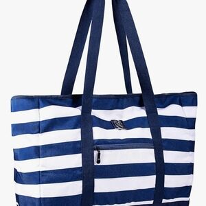 Nautical Striped Tote Bag - Blue and White